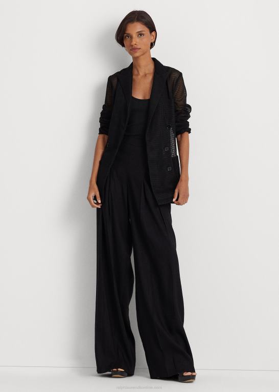 sort Kvinder Ralph Lauren dobbeltradet mesh blazer Z426B4327