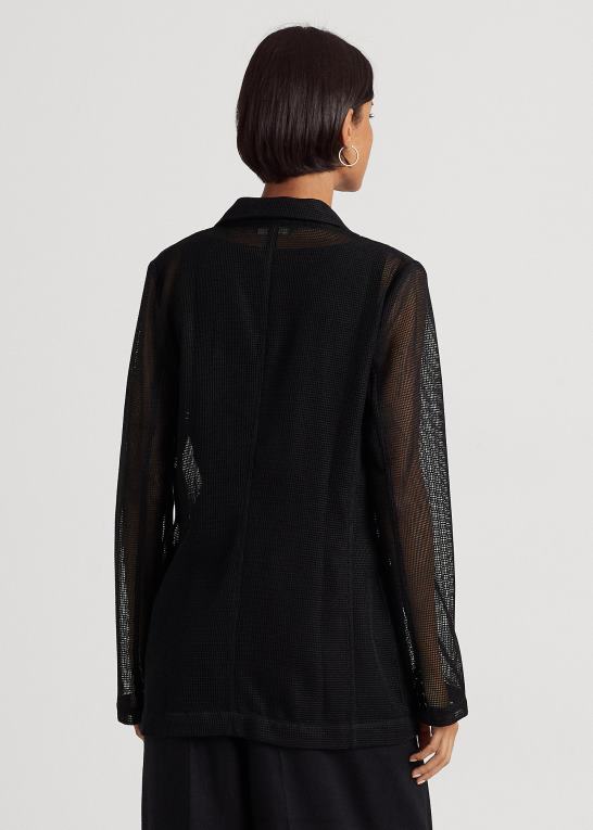 sort Kvinder Ralph Lauren dobbeltradet mesh blazer Z426B4327