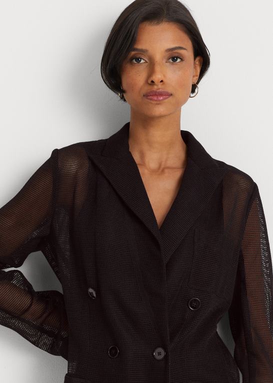 sort Kvinder Ralph Lauren dobbeltradet mesh blazer Z426B4327