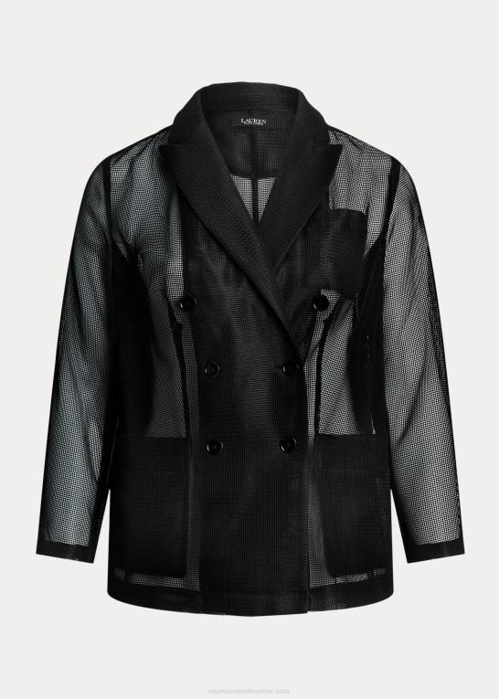 sort Kvinder Ralph Lauren dobbeltradet mesh blazer Z426B4541
