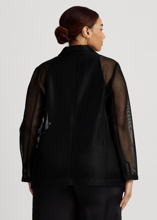 sort Kvinder Ralph Lauren dobbeltradet mesh blazer Z426B4541