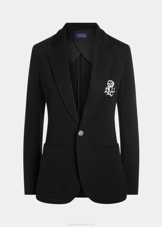 sort Kvinder Ralph Lauren dobbeltstrikket jacquard blazer Z426B9210
