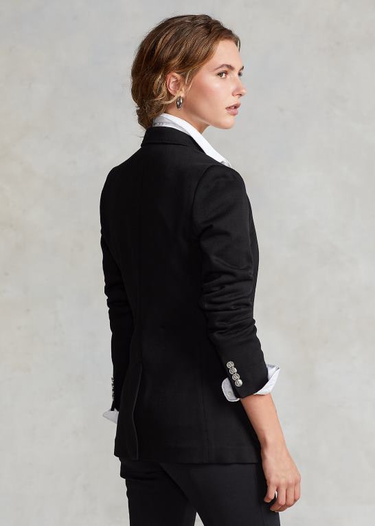 sort Kvinder Ralph Lauren dobbeltstrikket jacquard blazer Z426B9210