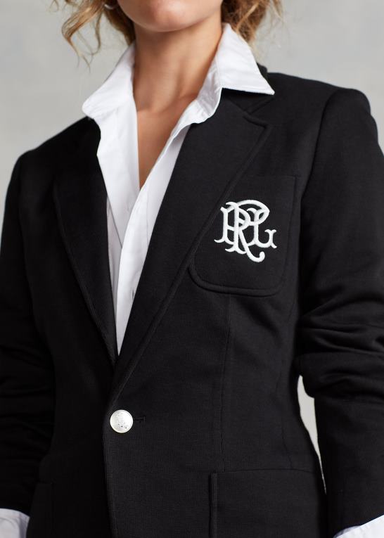 sort Kvinder Ralph Lauren dobbeltstrikket jacquard blazer Z426B9210