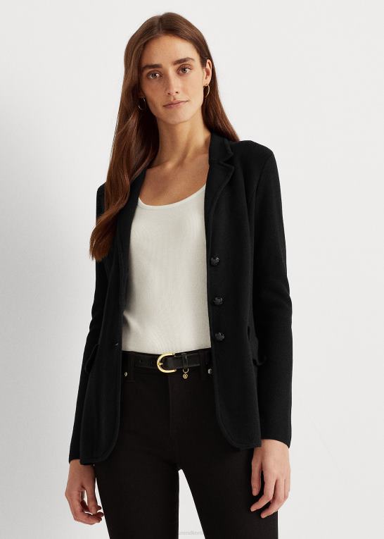 sort Kvinder Ralph Lauren kæmmet bomulds blazer Z426B4491