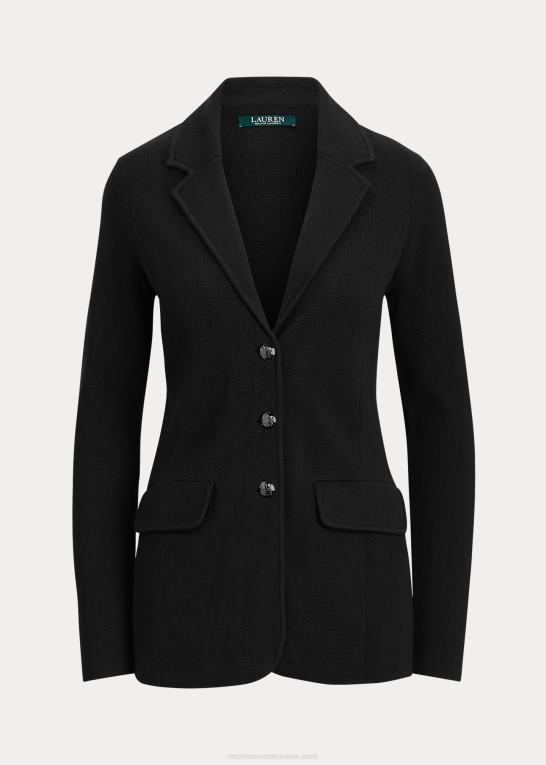 sort Kvinder Ralph Lauren kæmmet bomulds blazer Z426B4491