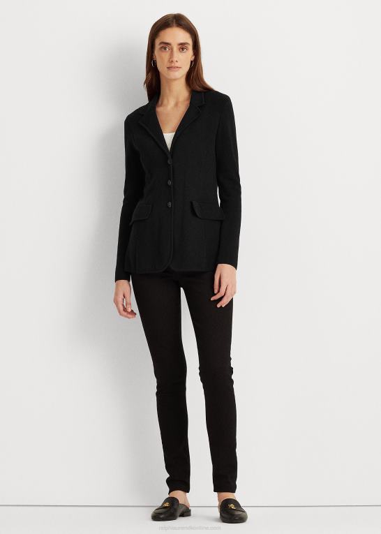 sort Kvinder Ralph Lauren kæmmet bomulds blazer Z426B4491