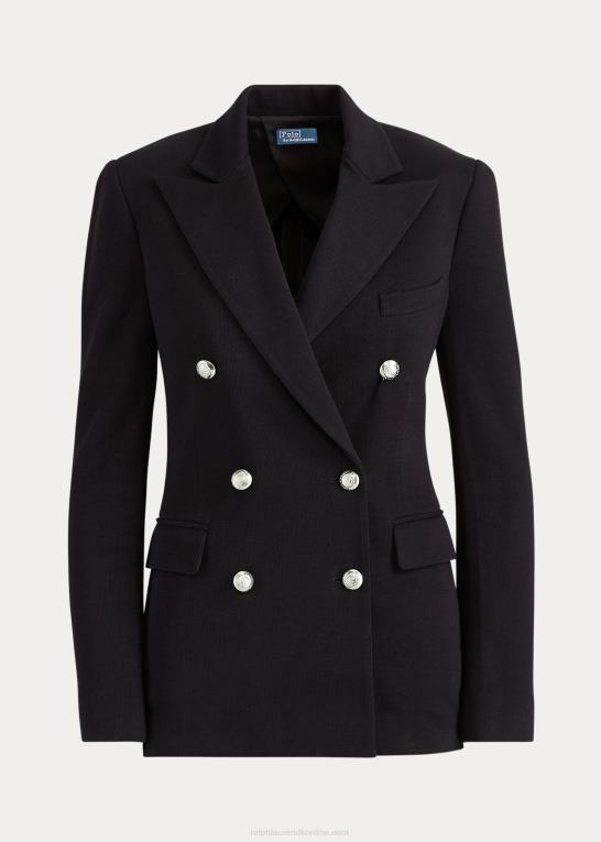 sort Kvinder Ralph Lauren strik dobbeltradet blazer Z426B9198