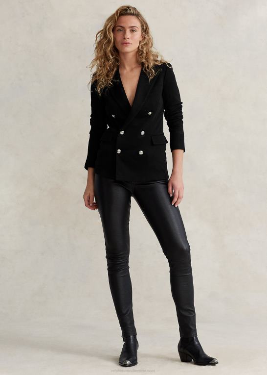 sort Kvinder Ralph Lauren strik dobbeltradet blazer Z426B9198