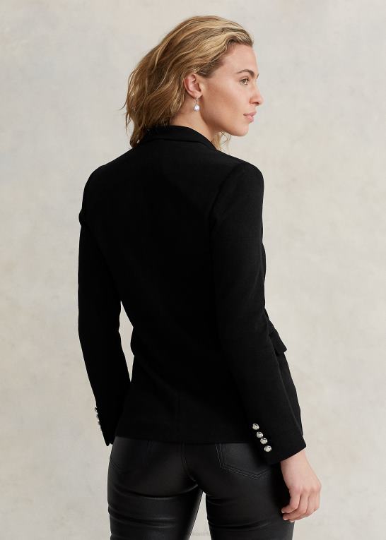 sort Kvinder Ralph Lauren strik dobbeltradet blazer Z426B9198