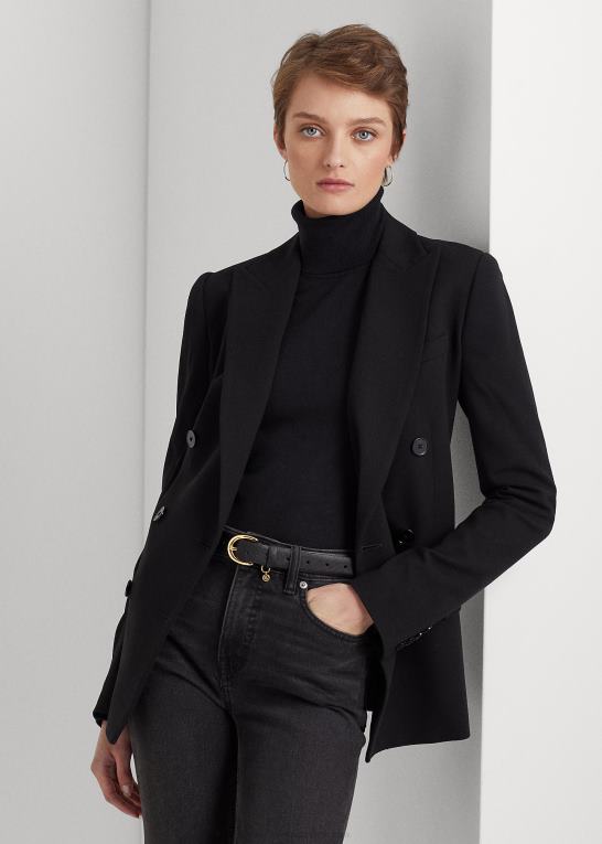 sort Kvinder Ralph Lauren uld crepe blazer Z426B4191