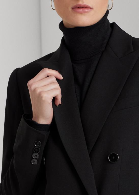 sort Kvinder Ralph Lauren uld crepe blazer Z426B4191