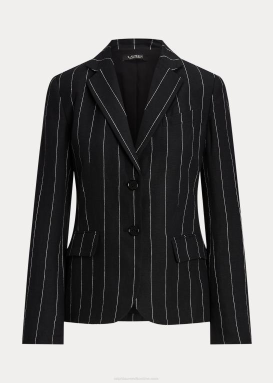 sort/creme Kvinder Ralph Lauren nålestribet blazer i hør Z426B3909