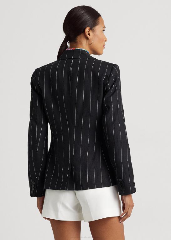 sort/creme Kvinder Ralph Lauren nålestribet blazer i hør Z426B4347