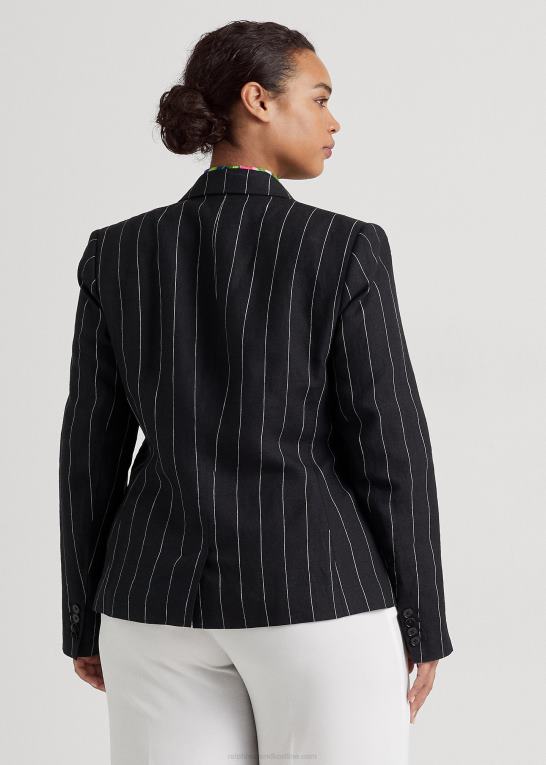 sort/creme Kvinder Ralph Lauren nålestribet blazer i hør Z426B4559