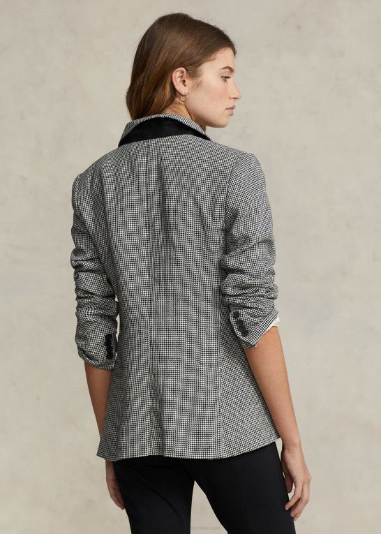 sort hvid Kvinder Ralph Lauren houndstooth tweed hacking blazer Z426B2963