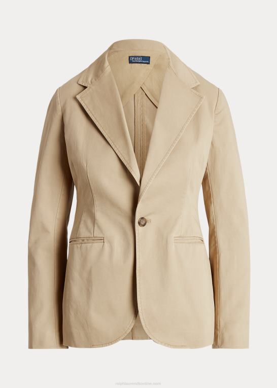 tan Kvinder Ralph Lauren stræk twill blazer Z426B3191
