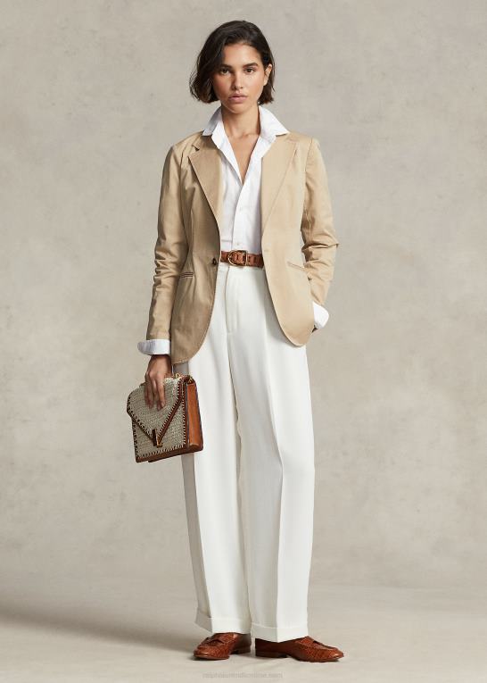 tan Kvinder Ralph Lauren stræk twill blazer Z426B3191