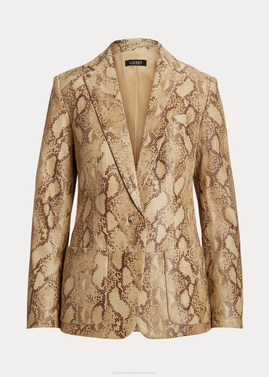 tan multi Kvinder Ralph Lauren python-præget læderblazer Z426B9531