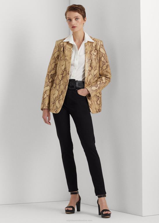 tan multi Kvinder Ralph Lauren python-præget læderblazer Z426B9531
