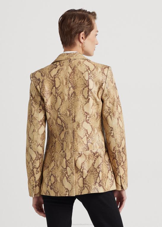 tan multi Kvinder Ralph Lauren python-præget læderblazer Z426B9531