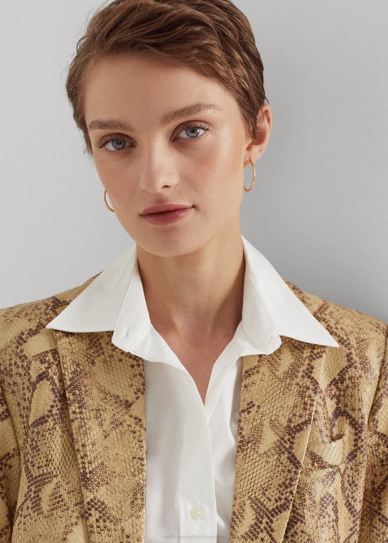 tan multi Kvinder Ralph Lauren python-præget læderblazer Z426B9531
