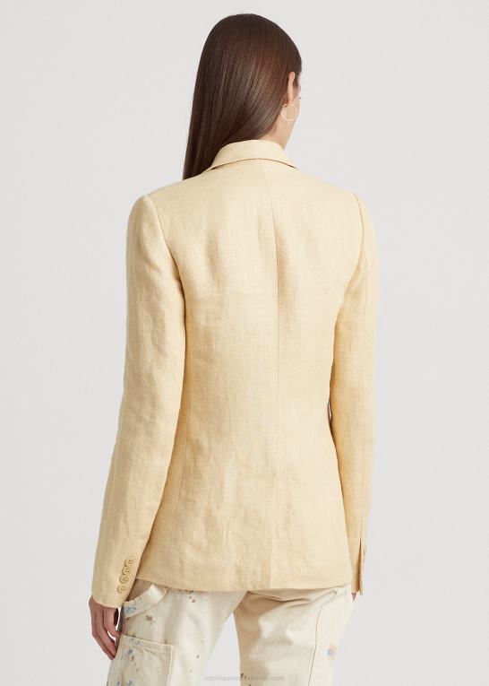 vintage creme Kvinder Ralph Lauren sildebensblazer i hør Z426B4041