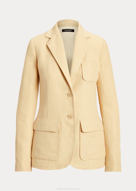 vintage creme Kvinder Ralph Lauren sildebensblazer i hør Z426B4448