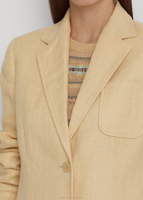 vintage creme Kvinder Ralph Lauren sildebensblazer i hør Z426B4448