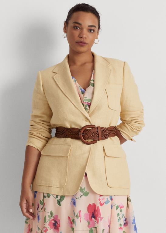 vintage creme Kvinder Ralph Lauren sildebensblazer i hør Z426B4689