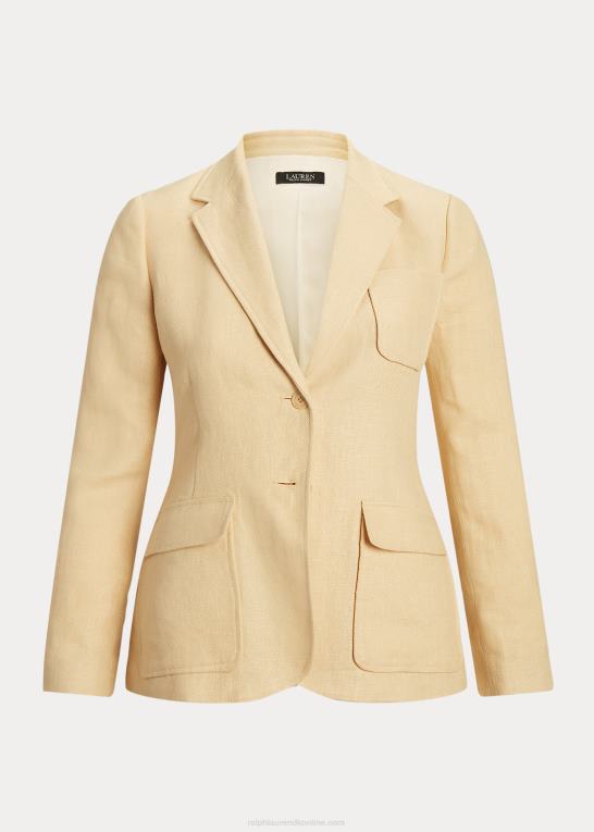 vintage creme Kvinder Ralph Lauren sildebensblazer i hør Z426B4689