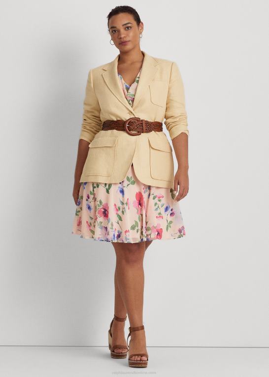 vintage creme Kvinder Ralph Lauren sildebensblazer i hør Z426B4689