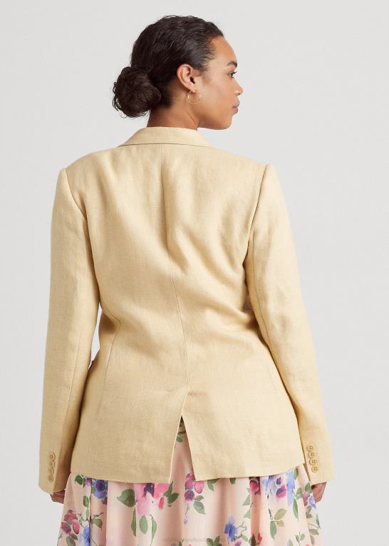 vintage creme Kvinder Ralph Lauren sildebensblazer i hør Z426B4689