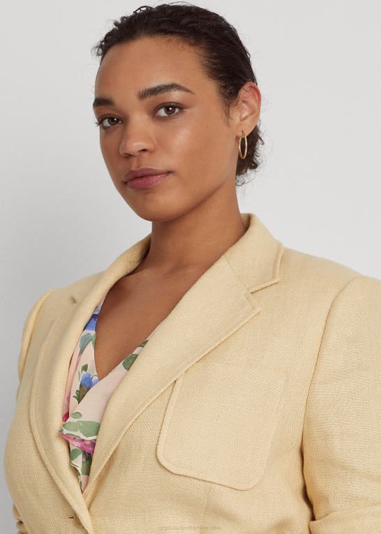 vintage creme Kvinder Ralph Lauren sildebensblazer i hør Z426B4689
