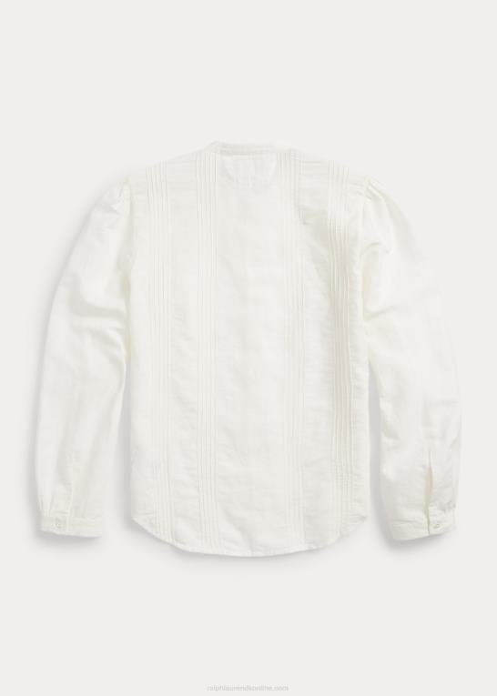 antik hvid Kvinder Ralph Lauren broderet bluse i hør-bomuld Z426B3615