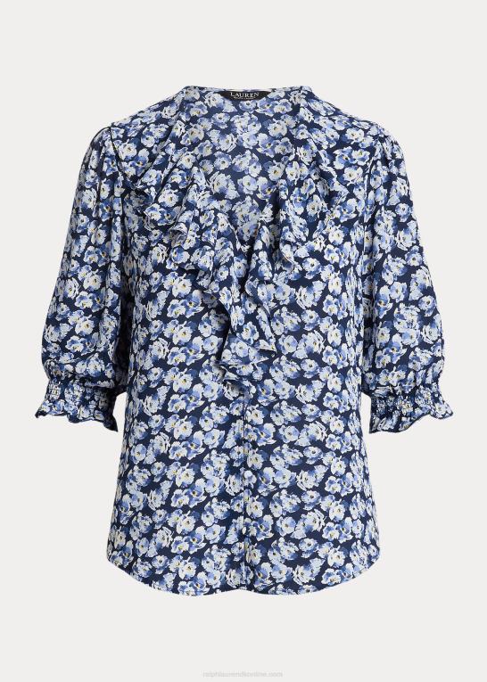 blå multi Kvinder Ralph Lauren blomstret crepe bluse Z426B4064