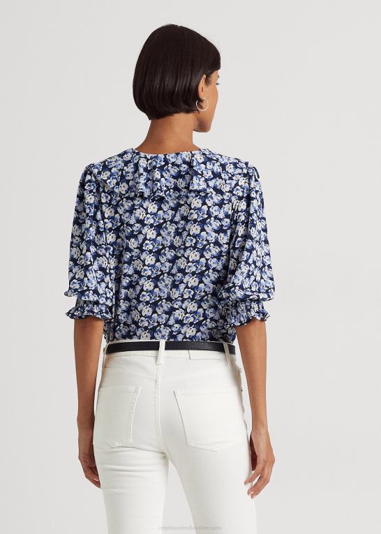 blå multi Kvinder Ralph Lauren blomstret crepe bluse Z426B4064