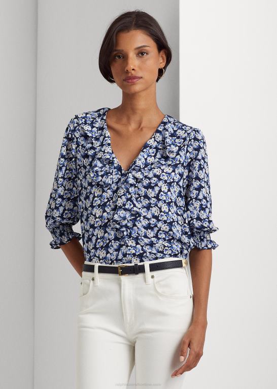blå multi Kvinder Ralph Lauren blomstret crepe bluse Z426B4411