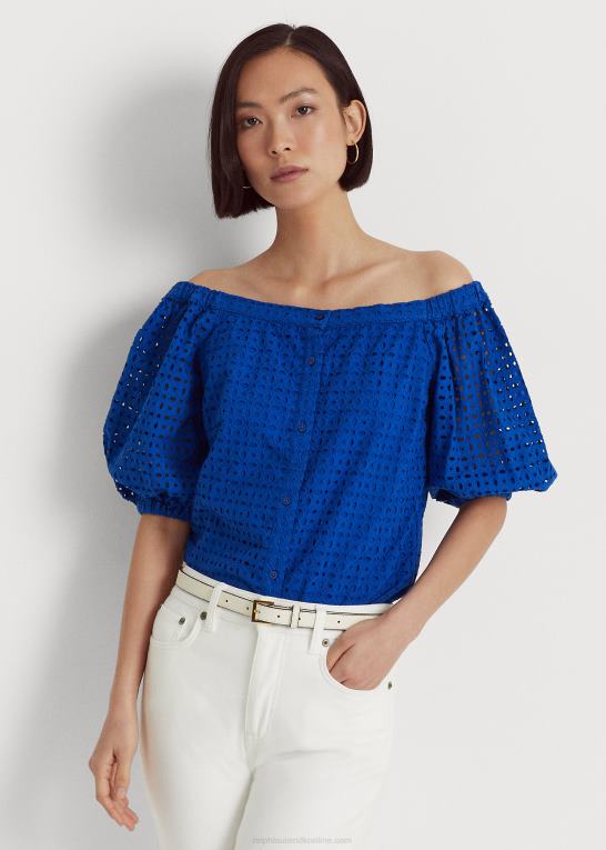 blå saturn Kvinder Ralph Lauren bluse i bomuldsøje Z426B3914