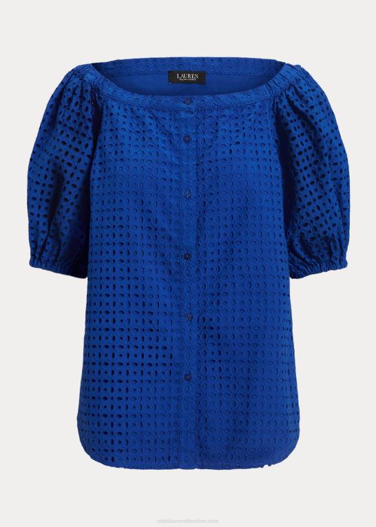 blå saturn Kvinder Ralph Lauren bluse i bomuldsøje Z426B3914