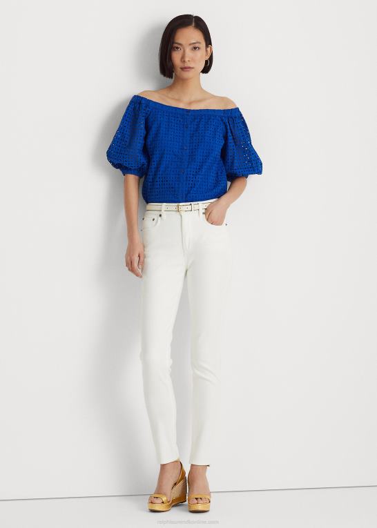 blå saturn Kvinder Ralph Lauren bluse i bomuldsøje Z426B3914