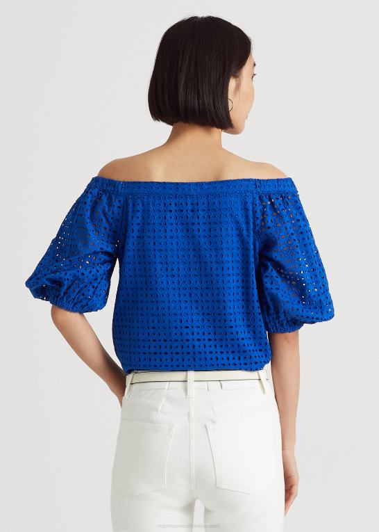 blå saturn Kvinder Ralph Lauren bluse i bomuldsøje Z426B3914