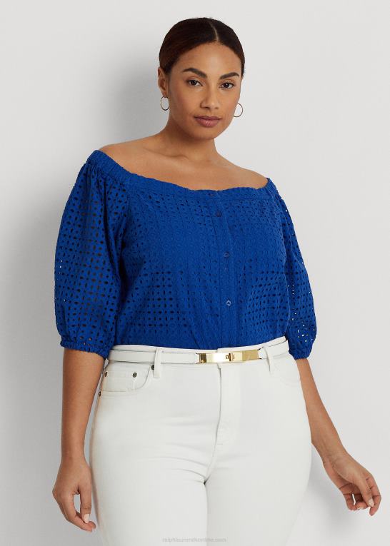 blå saturn Kvinder Ralph Lauren bluse i bomuldsøje Z426B4568