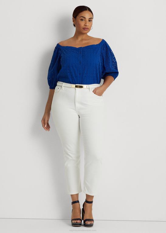 blå saturn Kvinder Ralph Lauren bluse i bomuldsøje Z426B4568