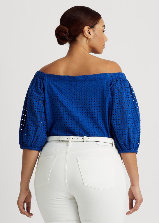 blå saturn Kvinder Ralph Lauren bluse i bomuldsøje Z426B4568