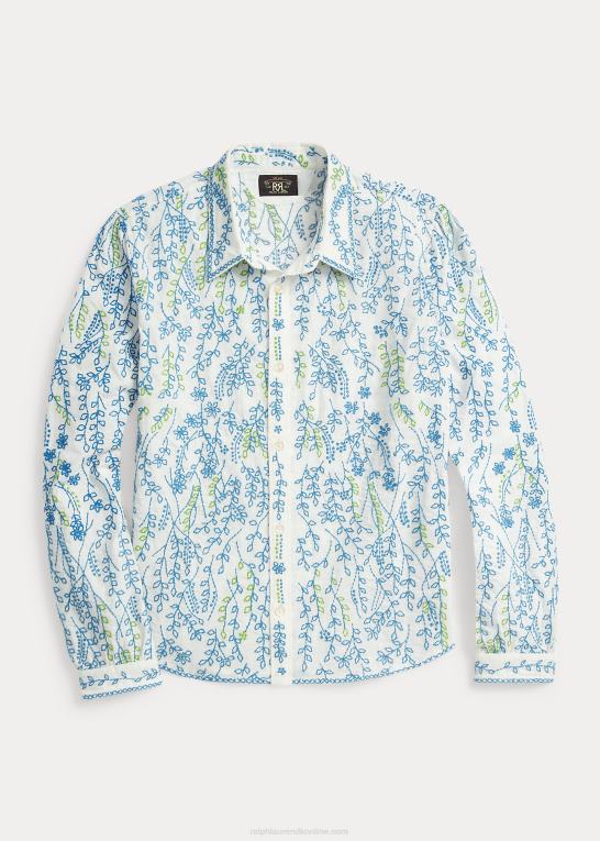 creme/multi Kvinder Ralph Lauren blomsterbroderet bluse i bomuld Z426B3644