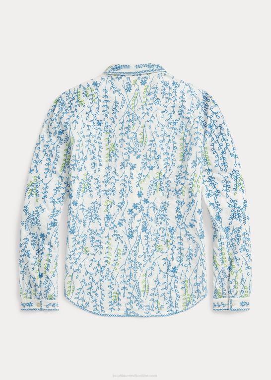 creme/multi Kvinder Ralph Lauren blomsterbroderet bluse i bomuld Z426B3644