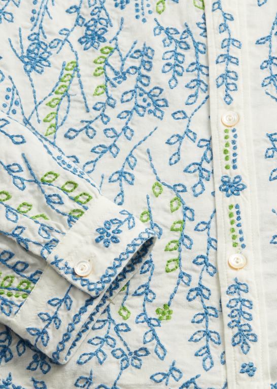 creme/multi Kvinder Ralph Lauren blomsterbroderet bluse i bomuld Z426B3644