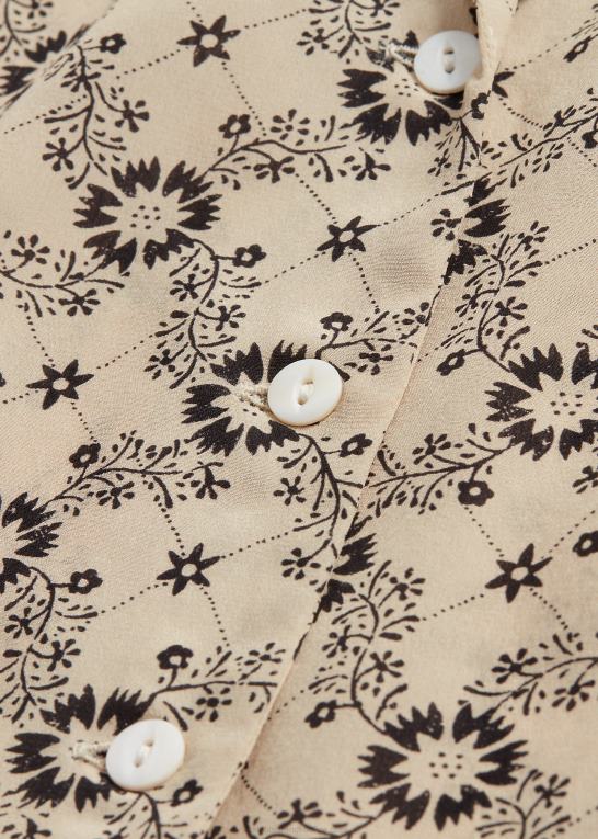 ecru/sort Kvinder Ralph Lauren blomstret silke crepe bluse Z426B3627
