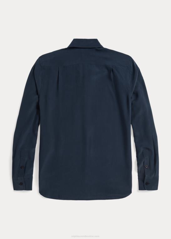 flåde Kvinder Ralph Lauren silke crepe bluse Z426B3662